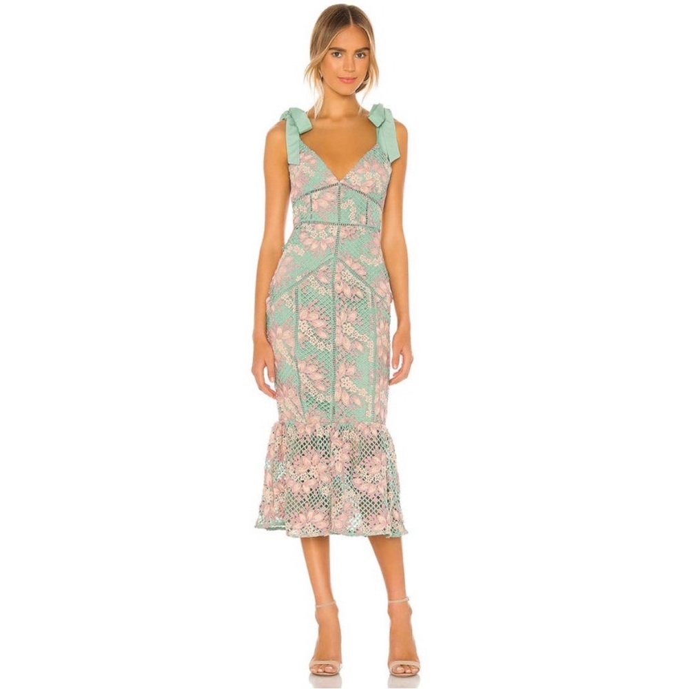 Lovers + Friends Gilda Midi Dress In Green & Pink
